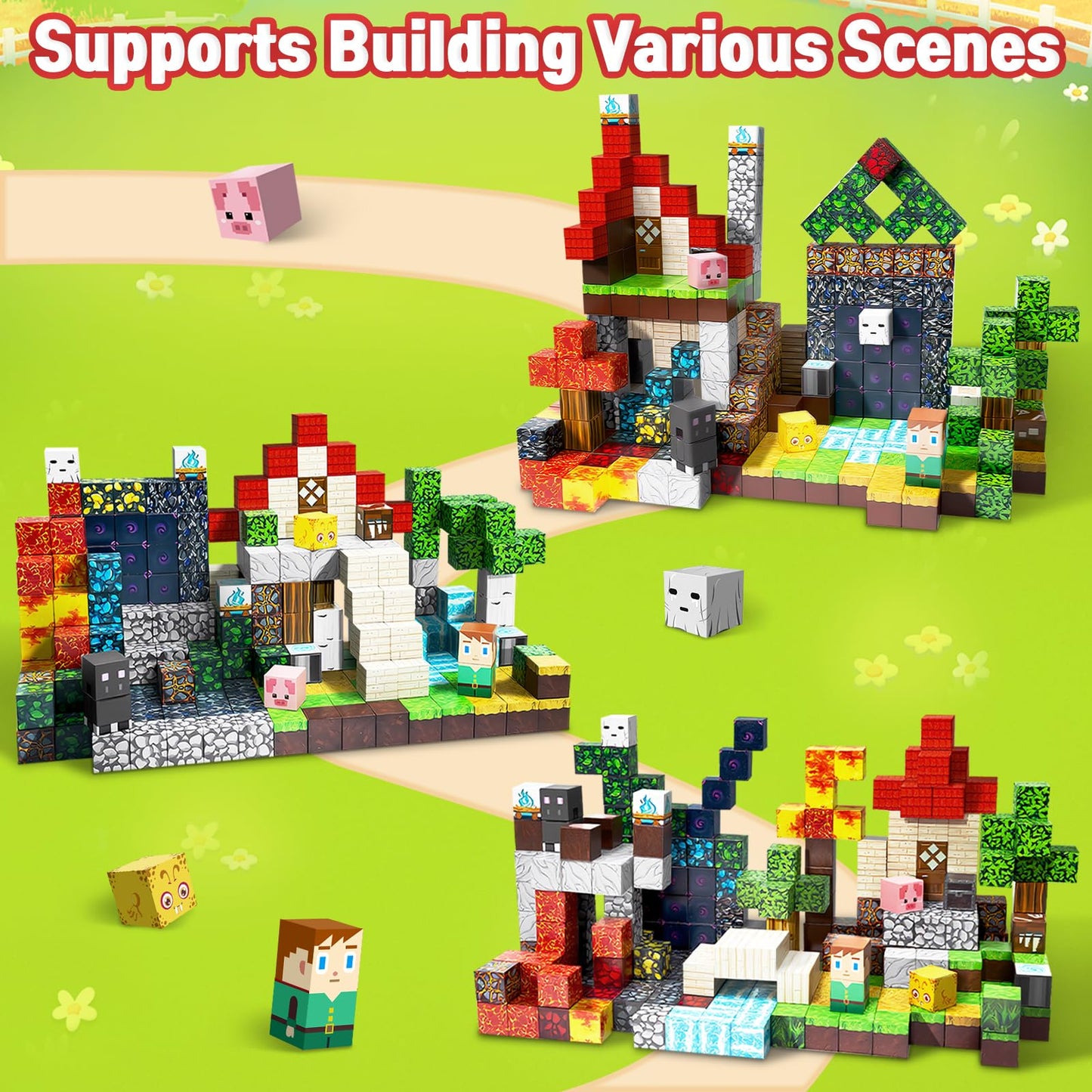 Intoypad 300PCS Magnetic Blocks – 0.8in STEM Building Toys for Kids 3-10