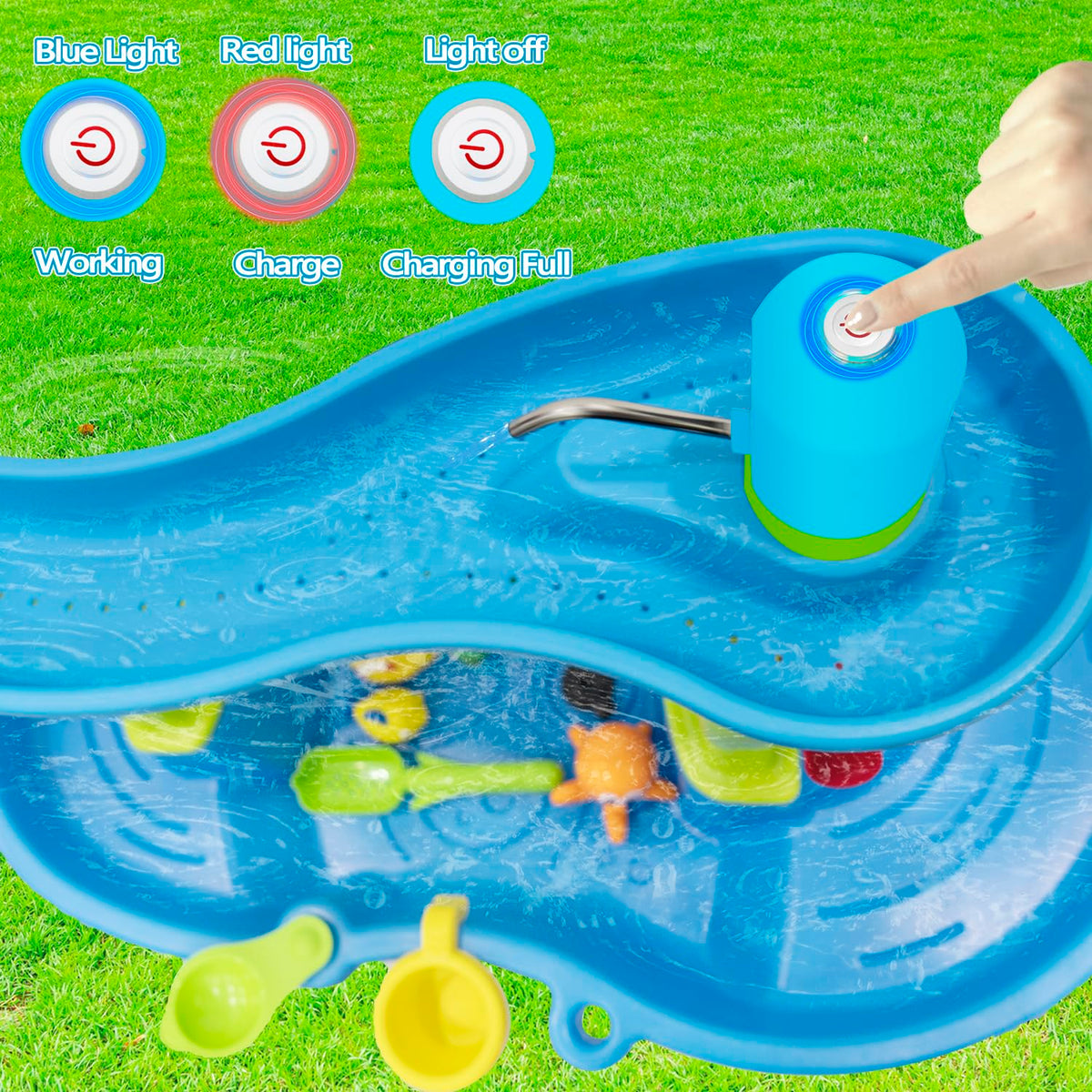 Intoypad Ultimate Water Table Pump — 3 Hours Non-Stop Water Play (Blue)