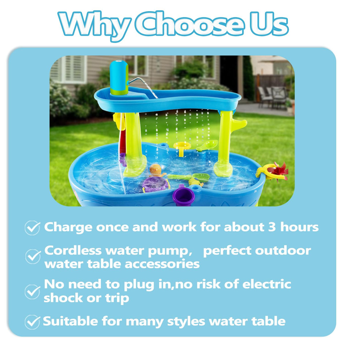 Intoypad Ultimate Water Table Pump — 3 Hours Non-Stop Water Play (Blue)
