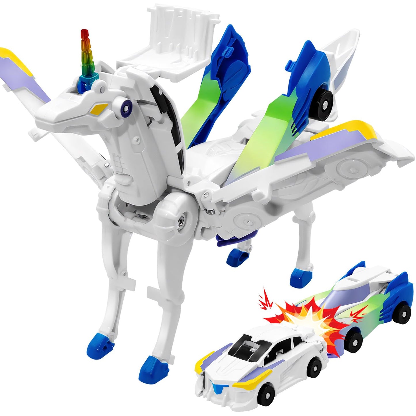 Intoypad Unicorn Collision Transforming Cars Toy – 2-in-1 Magnetic Unicorn Cars for Kids