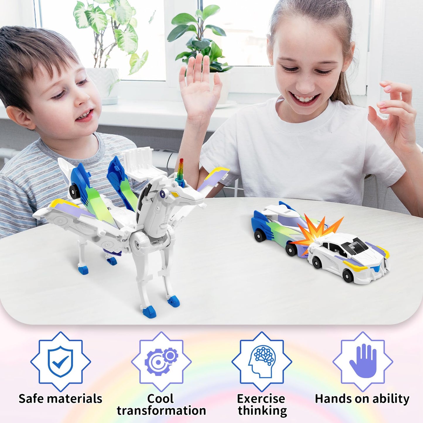 Intoypad Unicorn Collision Transforming Cars Toy – 2-in-1 Magnetic Unicorn Cars for Kids