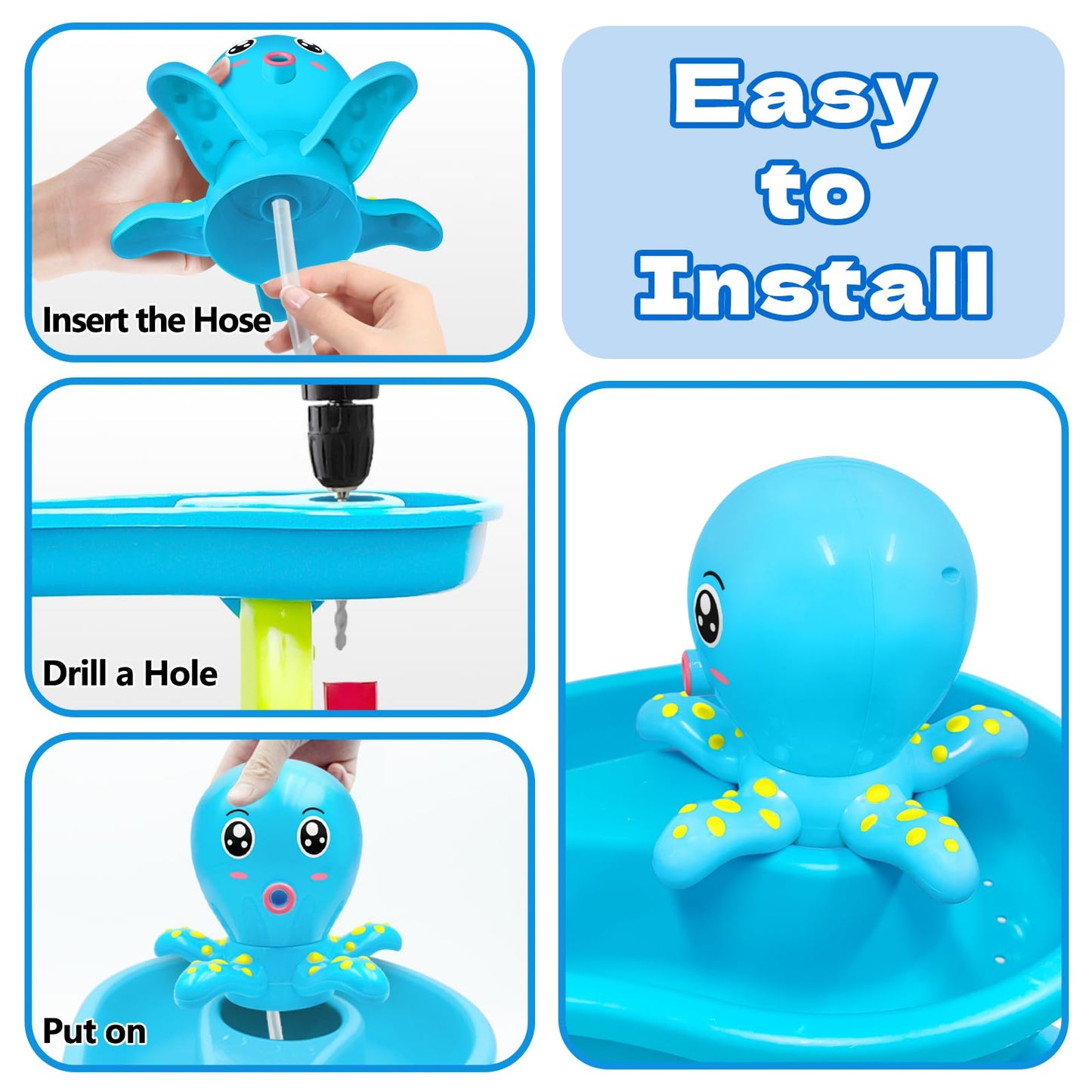 Intoypad Water Table Pump – Octopus Battery Powered Water Table Toy (Blue)