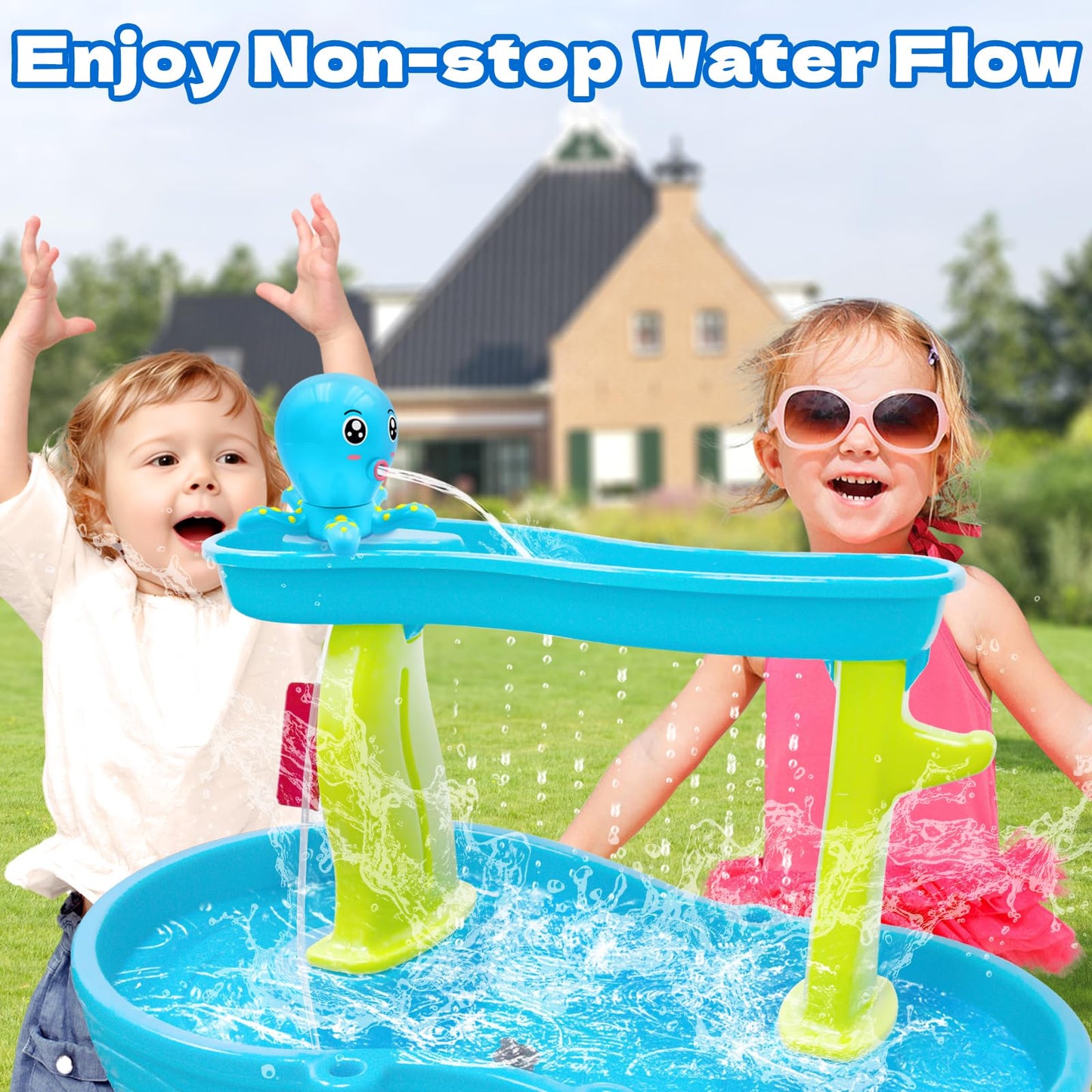 Intoypad Water Table Pump – Octopus Battery Powered Water Table Toy (Blue)