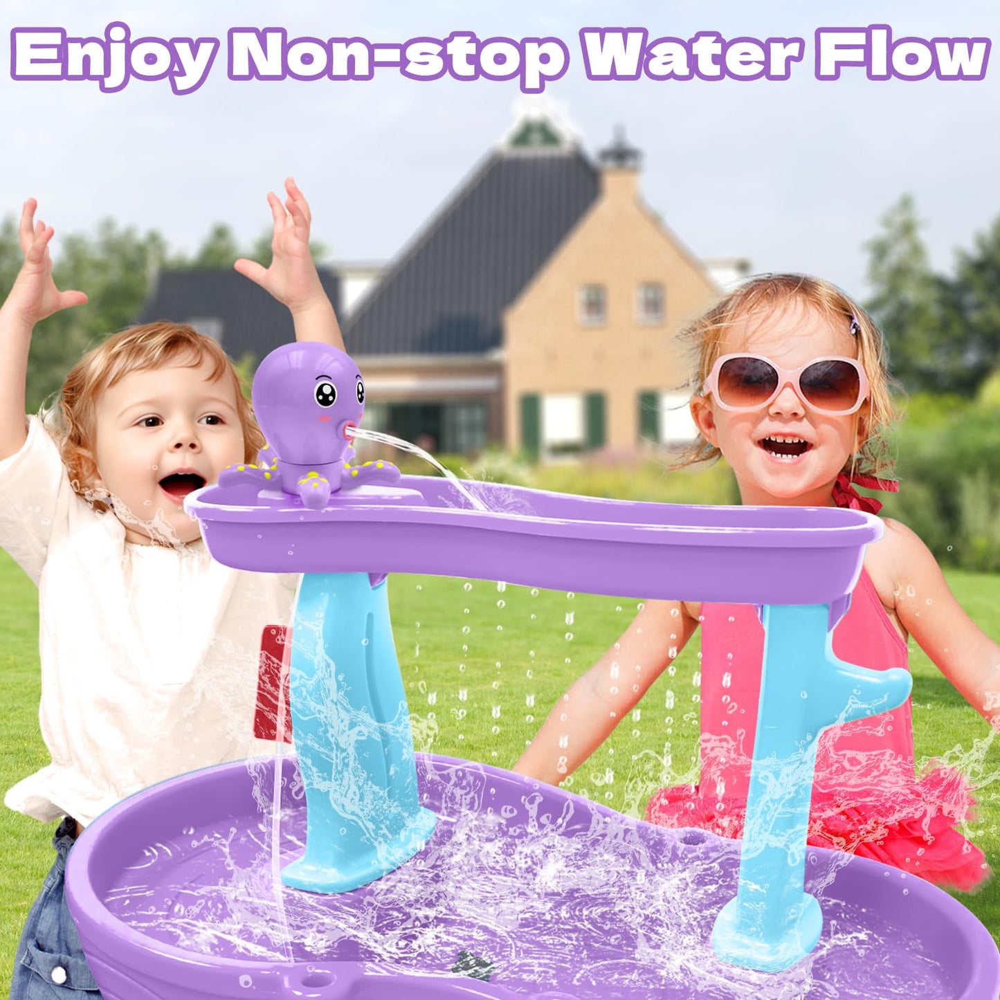 Intoypad Water Table Pump Octopus — Battery-Powered, 3 Hours of Play, Purple