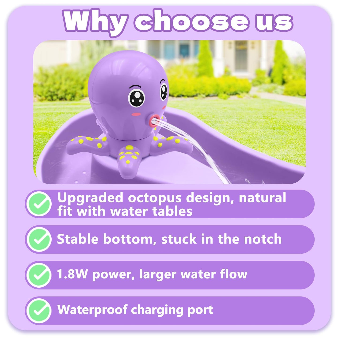 Intoypad Water Table Pump Octopus — Battery-Powered, 3 Hours of Play, Purple