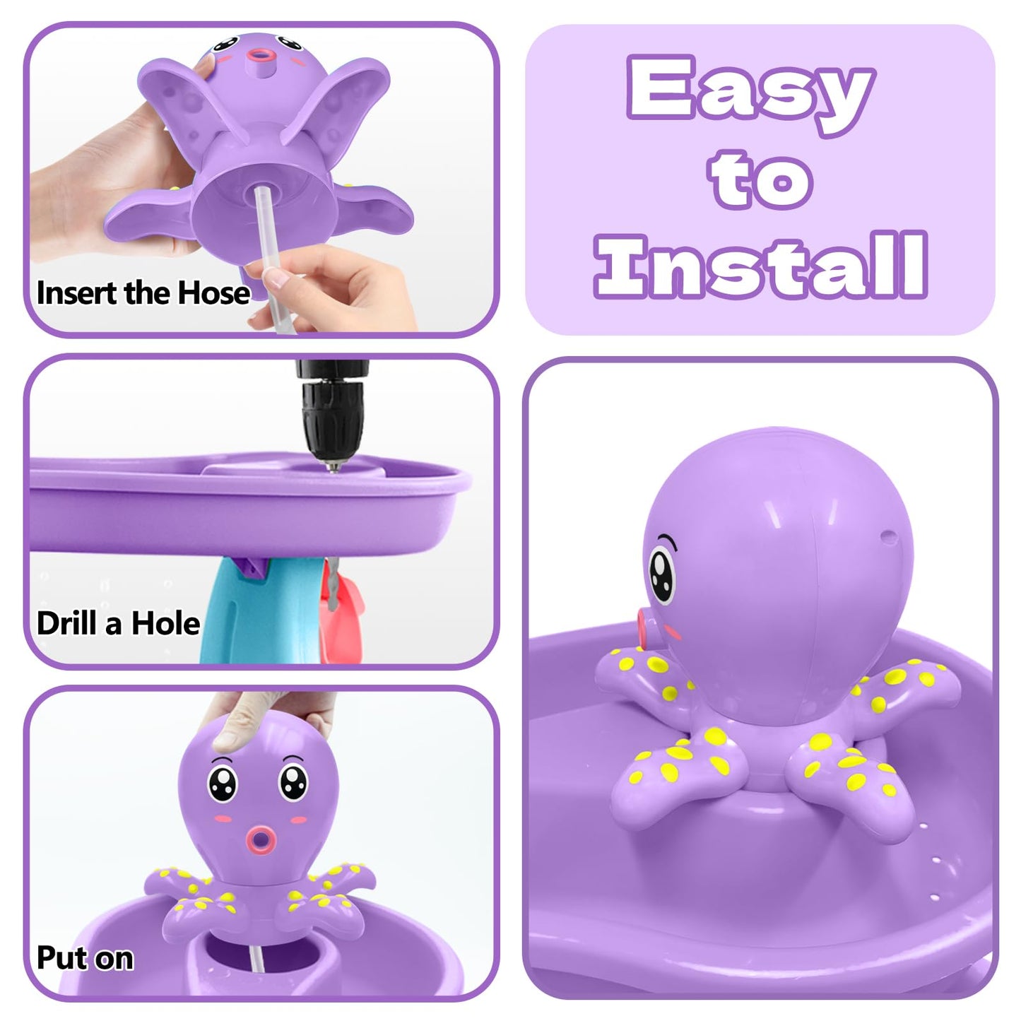 Intoypad Water Table Pump Octopus — Battery-Powered, 3 Hours of Play, Purple