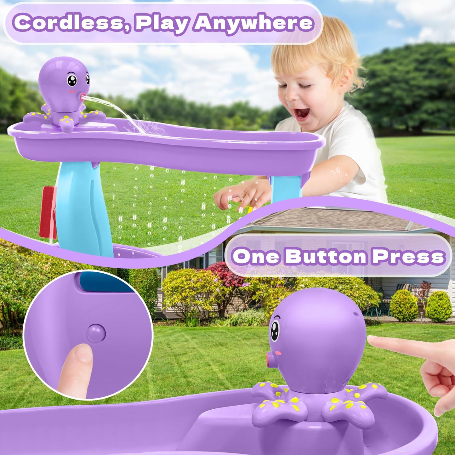 Intoypad Water Table Pump Octopus — Battery-Powered, 3 Hours of Play, Purple