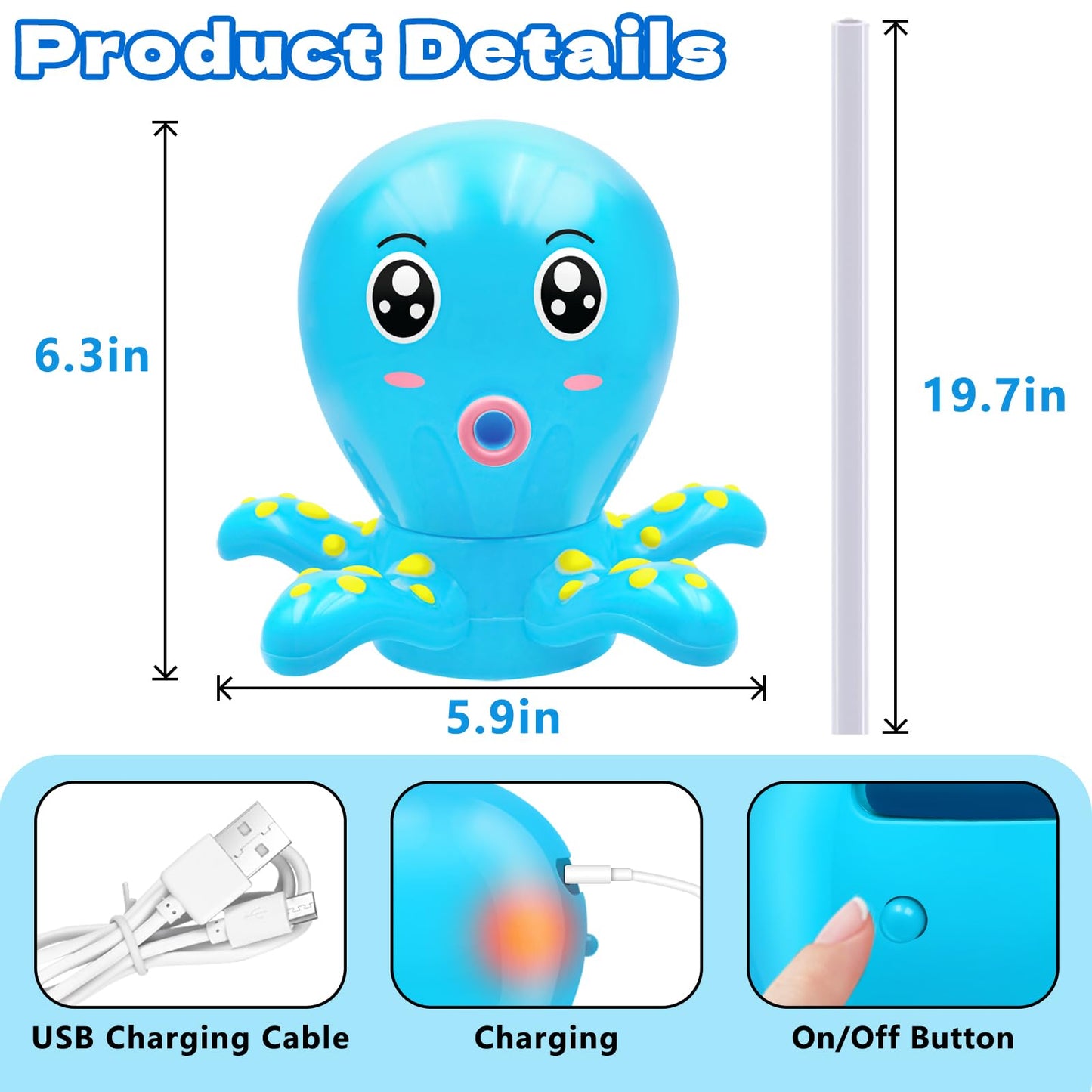 Intoypad Water Table Pump – Octopus Battery Powered Water Table Toy (Blue)