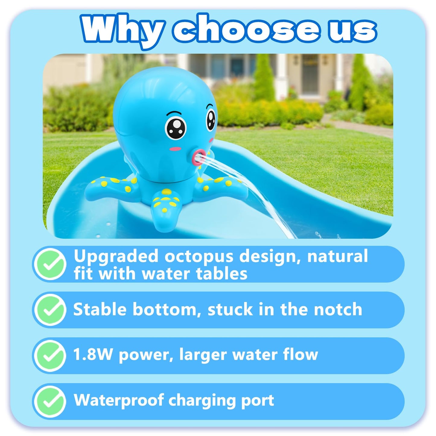 Intoypad Water Table Pump – Octopus Battery Powered Water Table Toy (Blue)
