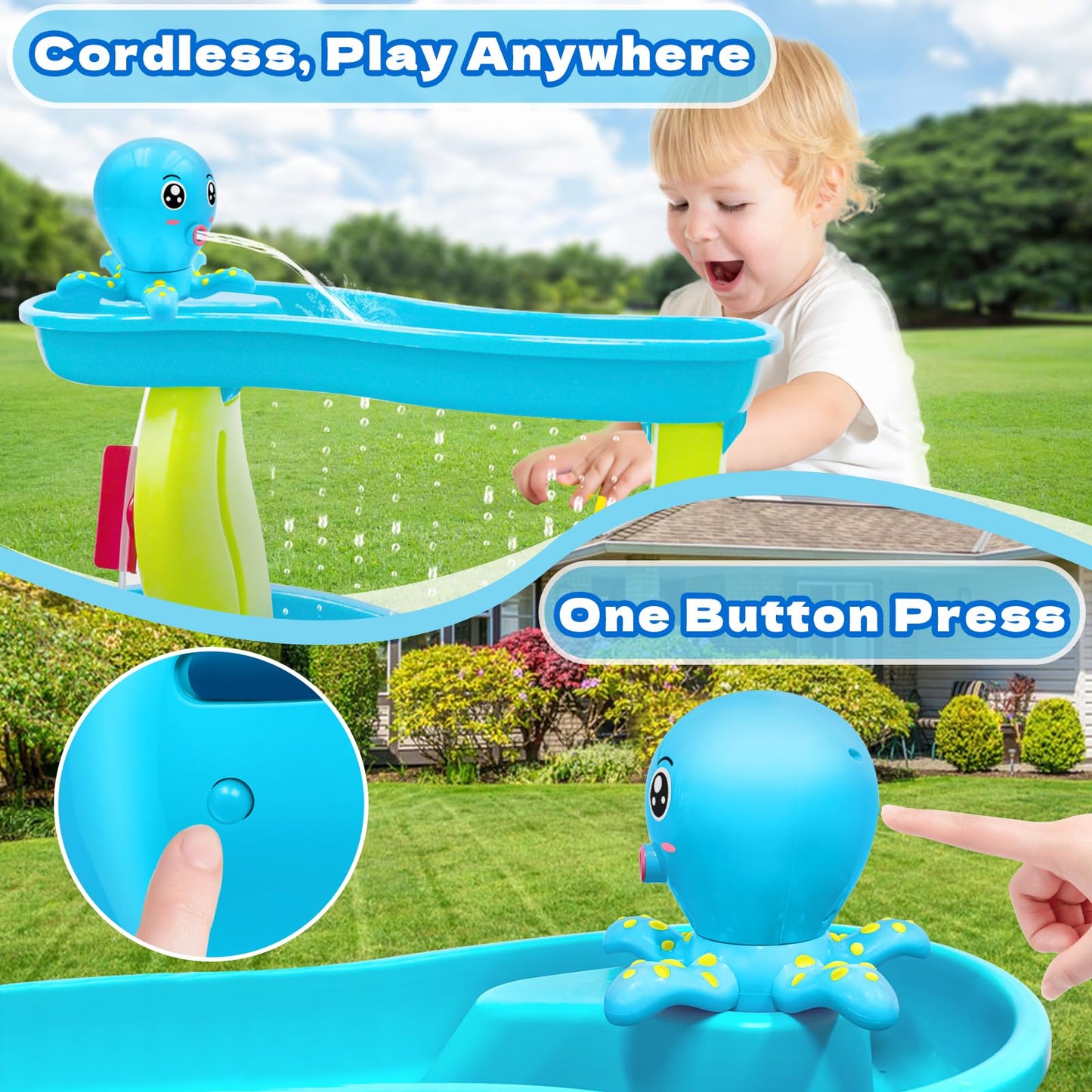 Intoypad Water Table Pump – Octopus Battery Powered Water Table Toy (Blue)