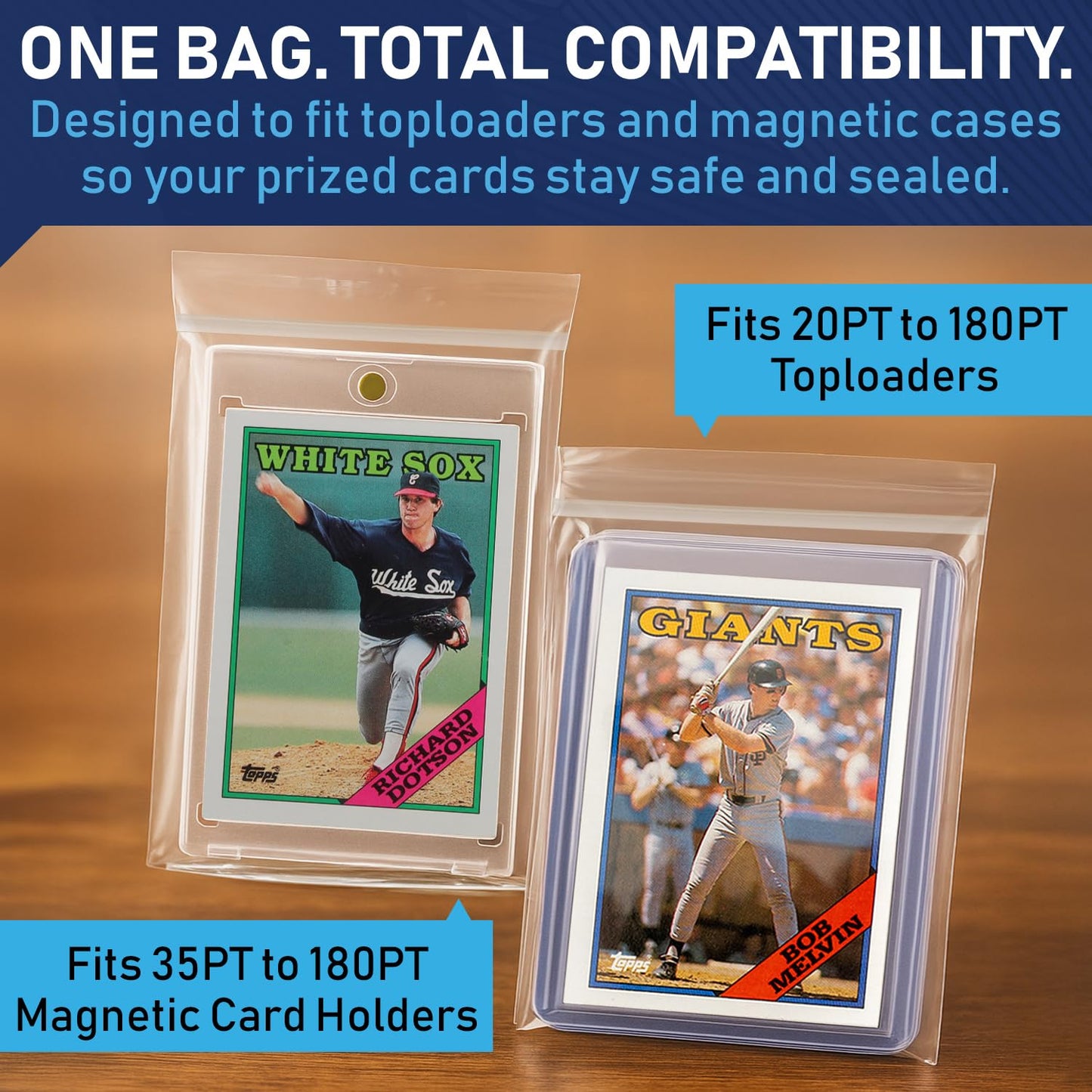 Invested Alliance Resealable Team Bags for Trading Cards — 100 Count, Clear, Acid-Free, Fits Top Loaders & Magnetic Holders