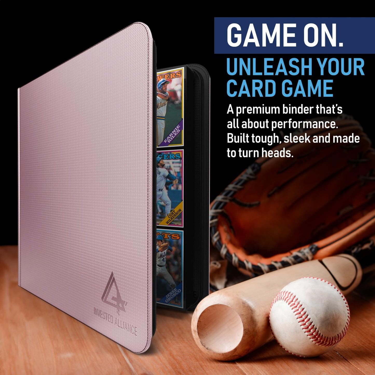 Invested Alliance Premium TCG Binder | 480 Card Capacity, 12 Pocket Pages, Zippered Ringless Storage
