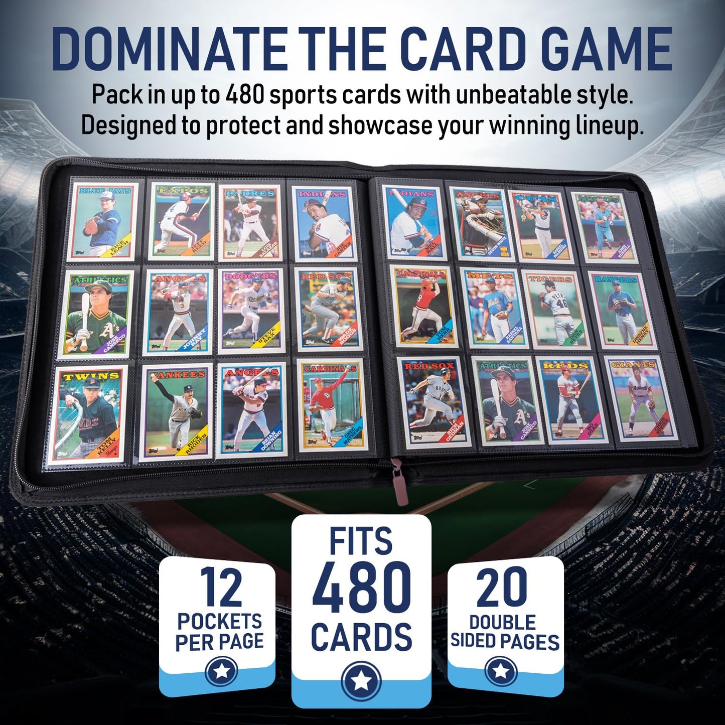 Invested Alliance Premium TCG Binder | 480 Card Capacity, 12 Pocket Pages, Zippered Ringless Storage