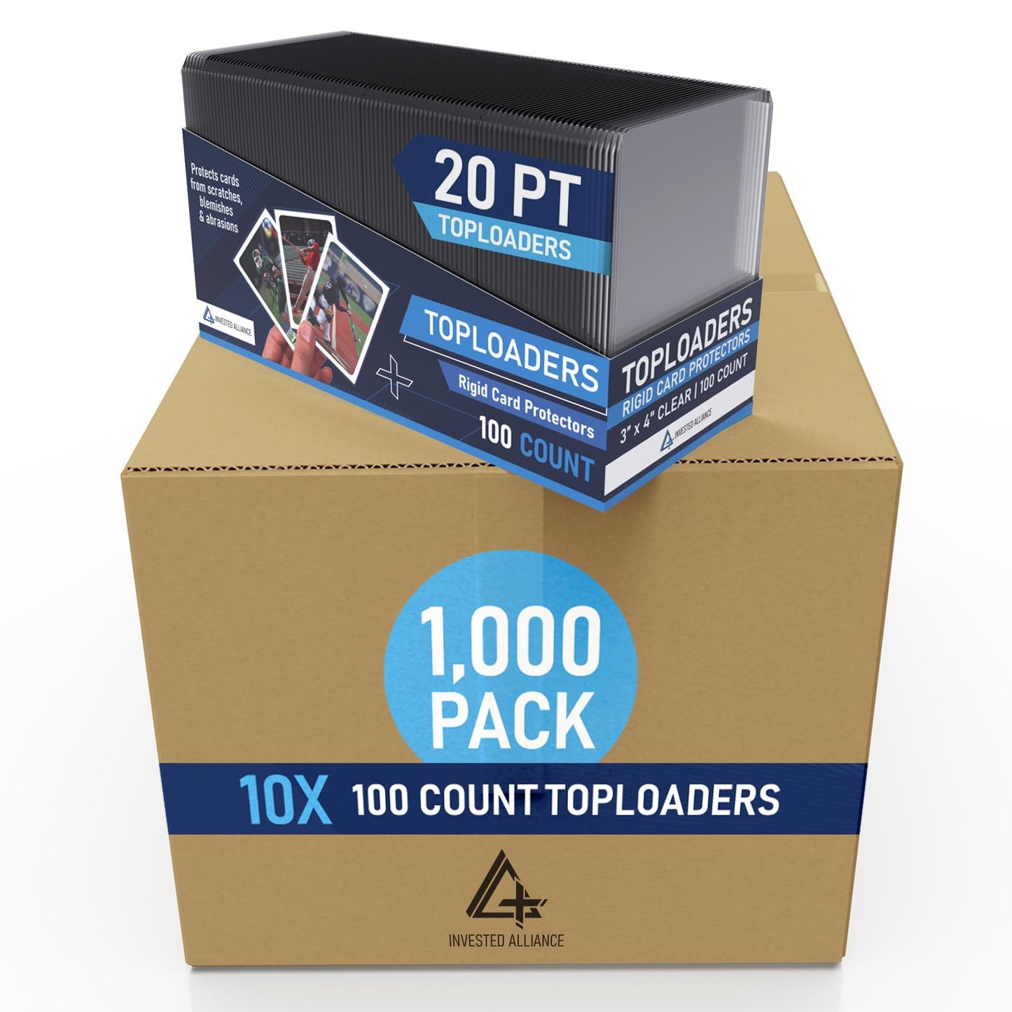 Invested Alliance Premium Seamless 20PT Top Loaders – 360PT Thick Card Sleeves, Hard Plastic for 2.5 x 3.5 Cards