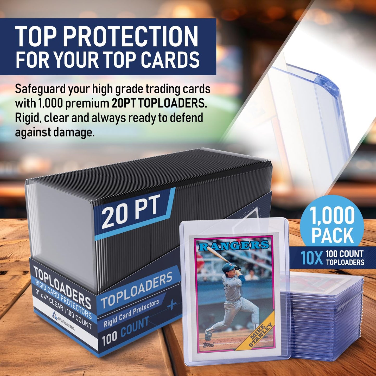 Invested Alliance Premium Seamless 20PT Top Loaders – 360PT Thick Card Sleeves, Hard Plastic for 2.5 x 3.5 Cards