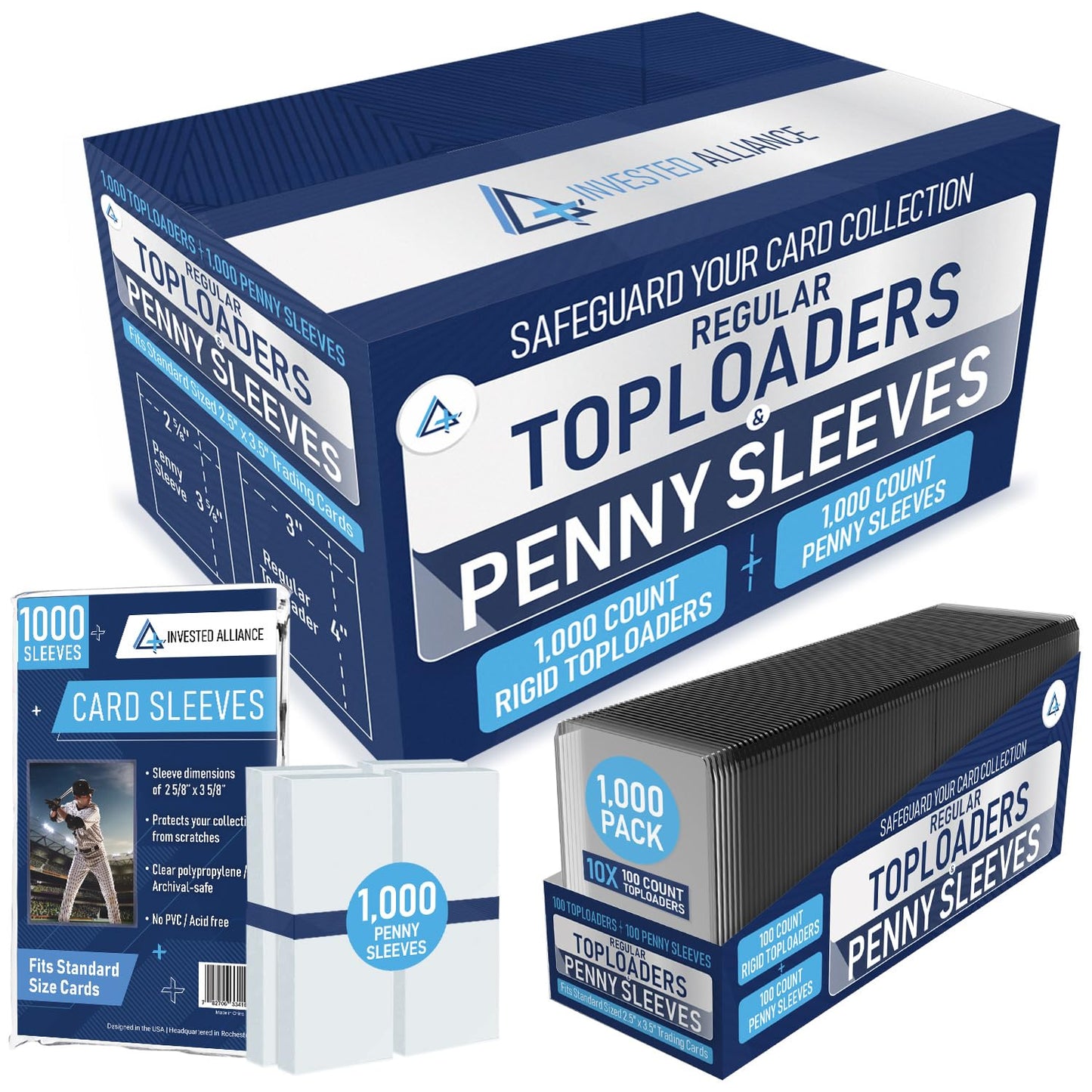 Invested Alliance Regular 3x4 Rigid Top Loaders for Cards & Card Sleeves | Ultra Trading Protectors for Baseball, MTG & TCG