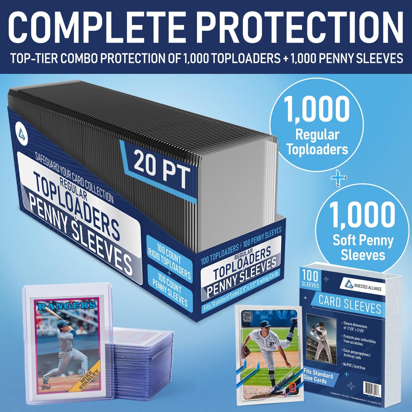 Invested Alliance Regular 3x4 Rigid Top Loaders for Cards & Card Sleeves | Ultra Trading Protectors for Baseball, MTG & TCG