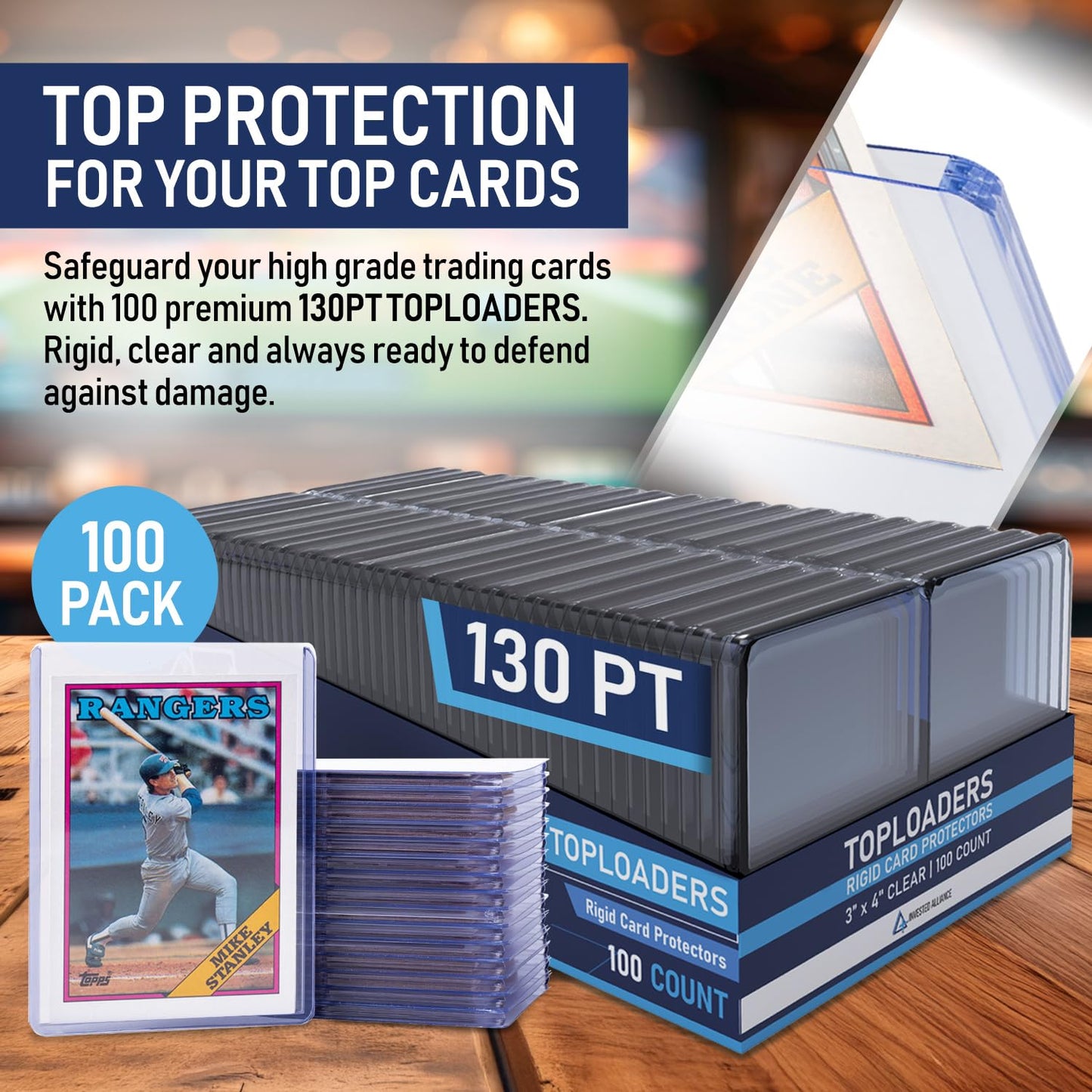 Invested Alliance Premium Top Loaders for Cards – 130pt Thickness, 2.5×3.5” Clear PVC, 100 Pack