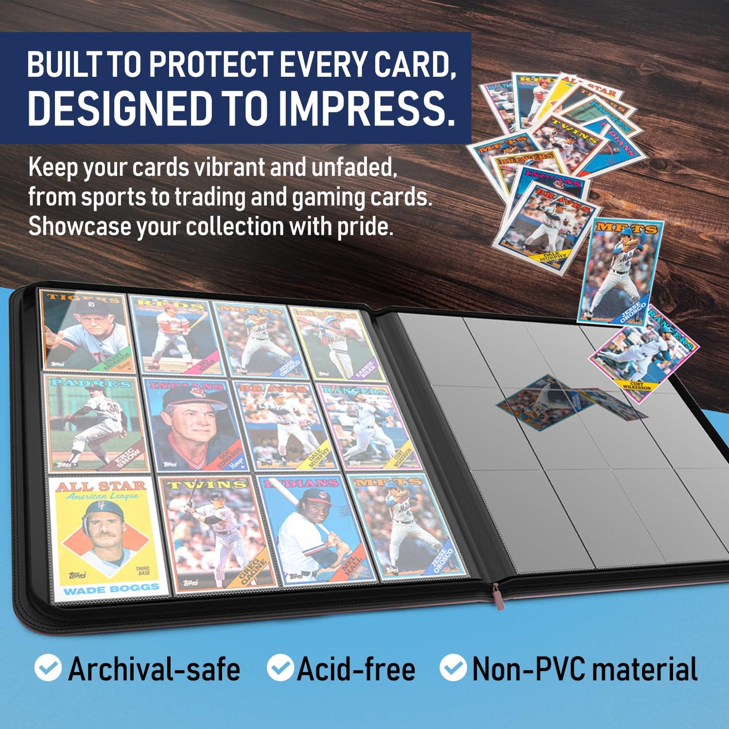 Invested Alliance Premium TCG Binder | 480 Card Capacity, 12 Pocket Pages, Zippered Ringless Storage