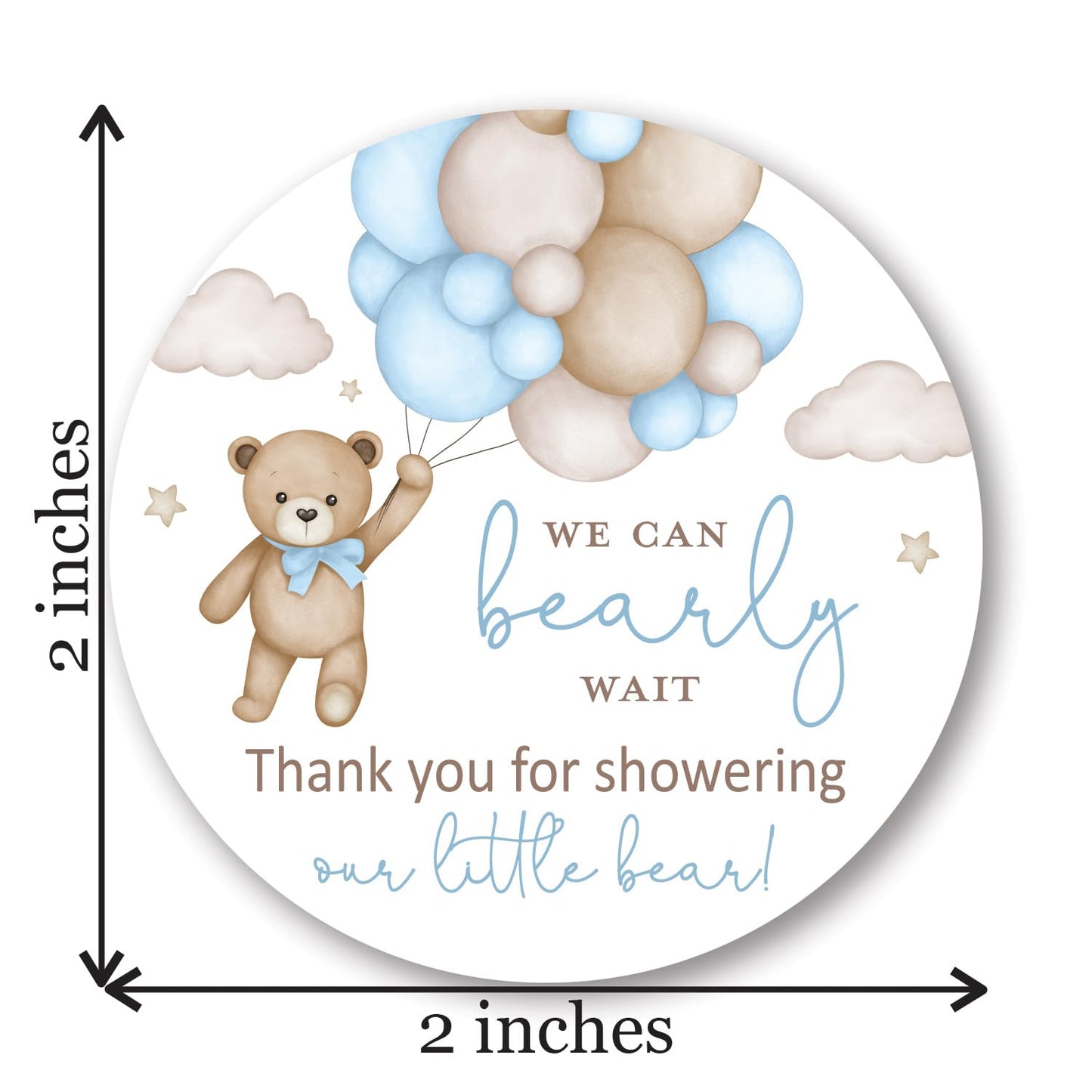 InvitationHouse 2-Inch Round Boho Bear Baby Shower Sticker Set – 40 Blue Labels
