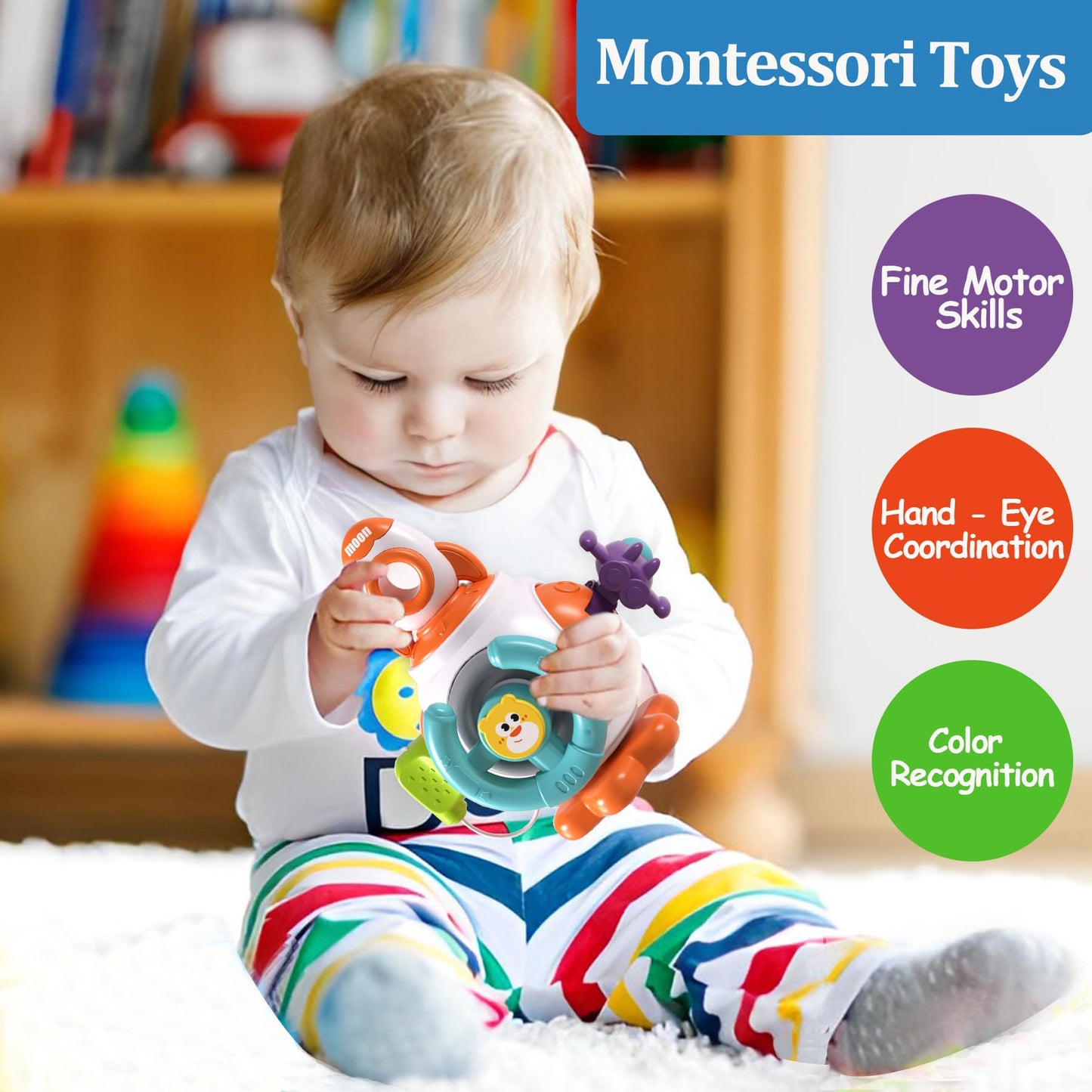 Inzerwudi Montessori Busy Board Cube – Travel Sensory Toy for Toddlers 1-3