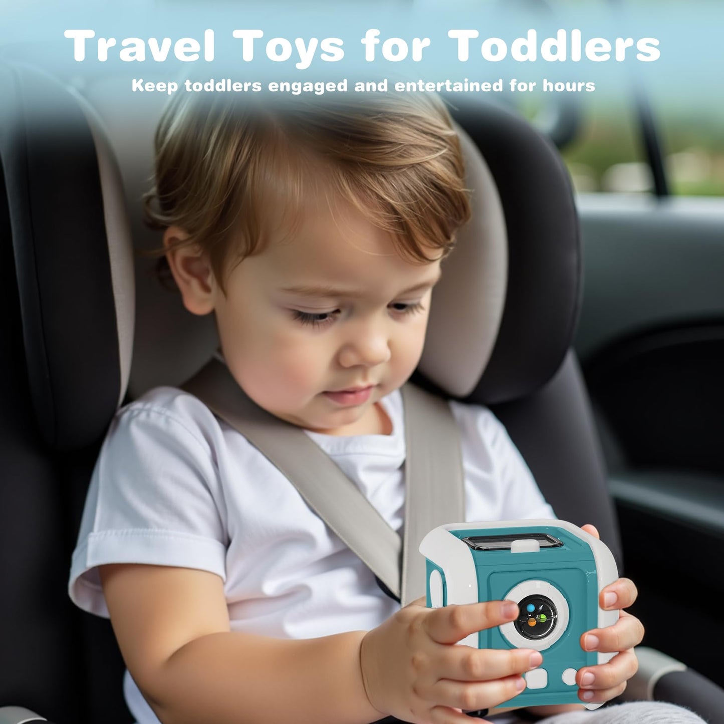 inzerwudi montessori busy board - 6-in-1 light-up travel toy for 12-18 months