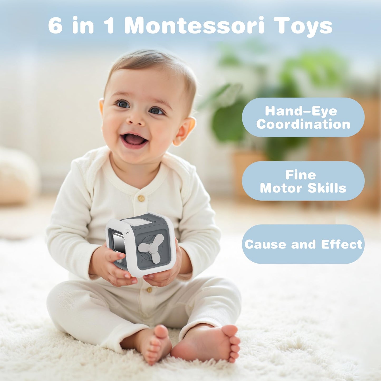 inzerwudi Montessori Toys for 1 Year Old Boy – Sensory Activity Cube & Travel Busy Board