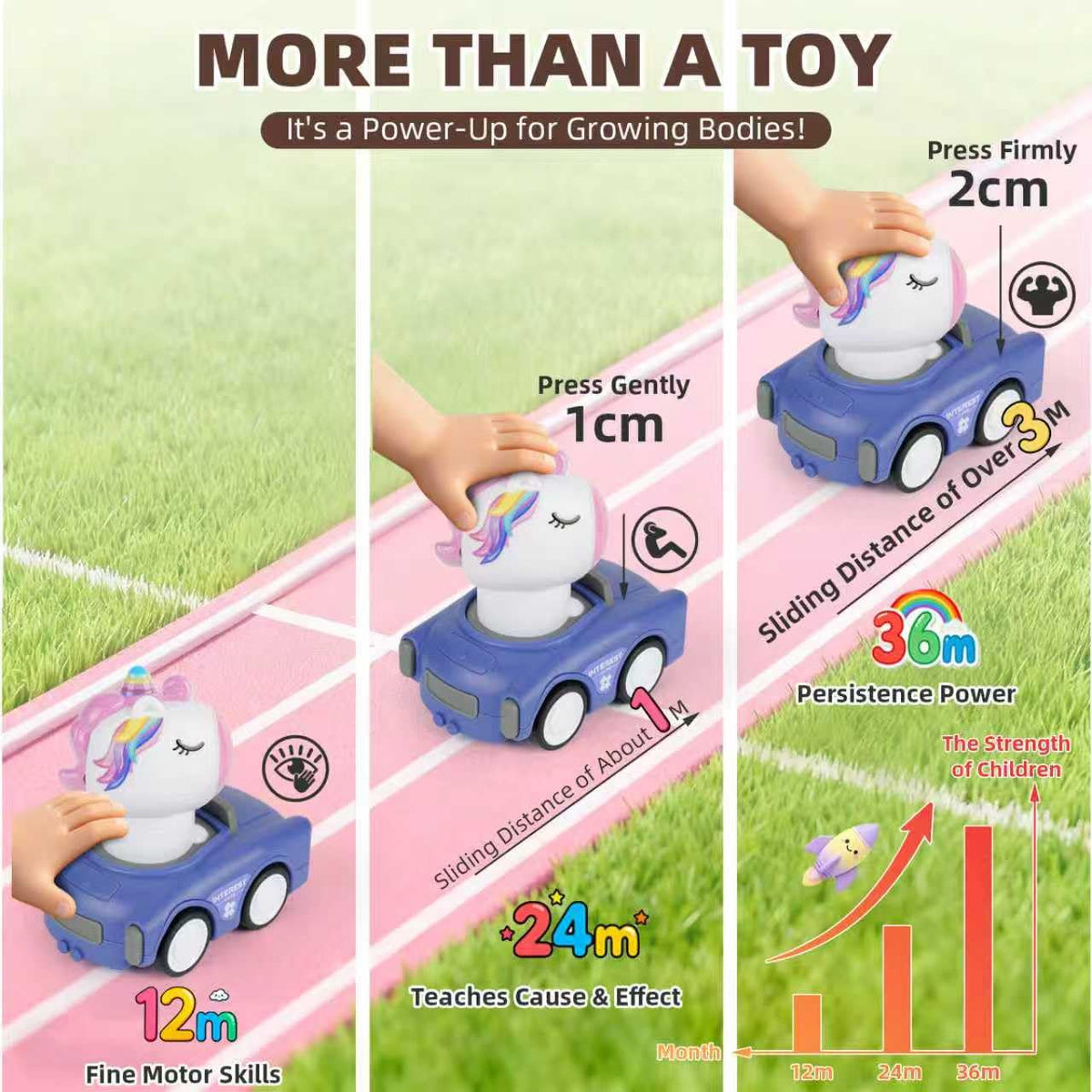 IOMDRWU Press to Go Animal Cars for Toddlers 1-3 – Friction-Powered Push Cars