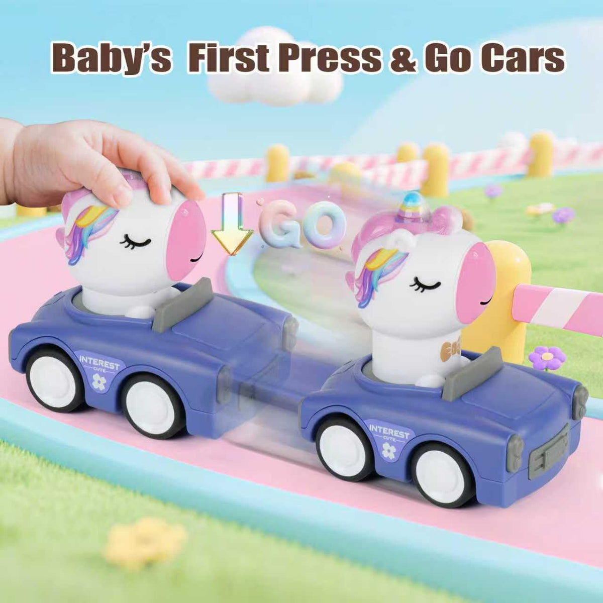 IOMDRWU Press to Go Animal Cars for Toddlers 1-3 – Friction-Powered Push Cars