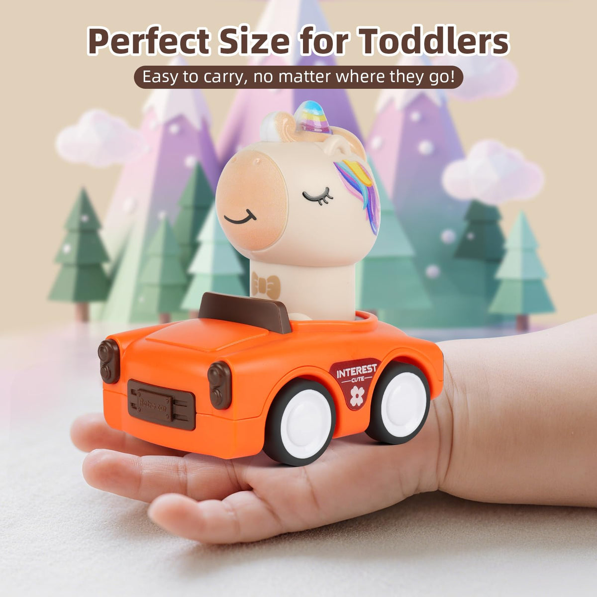 IOMDRWU Press to Go Animal Cars for Toddlers 1-3 – Friction-Powered Push Cars