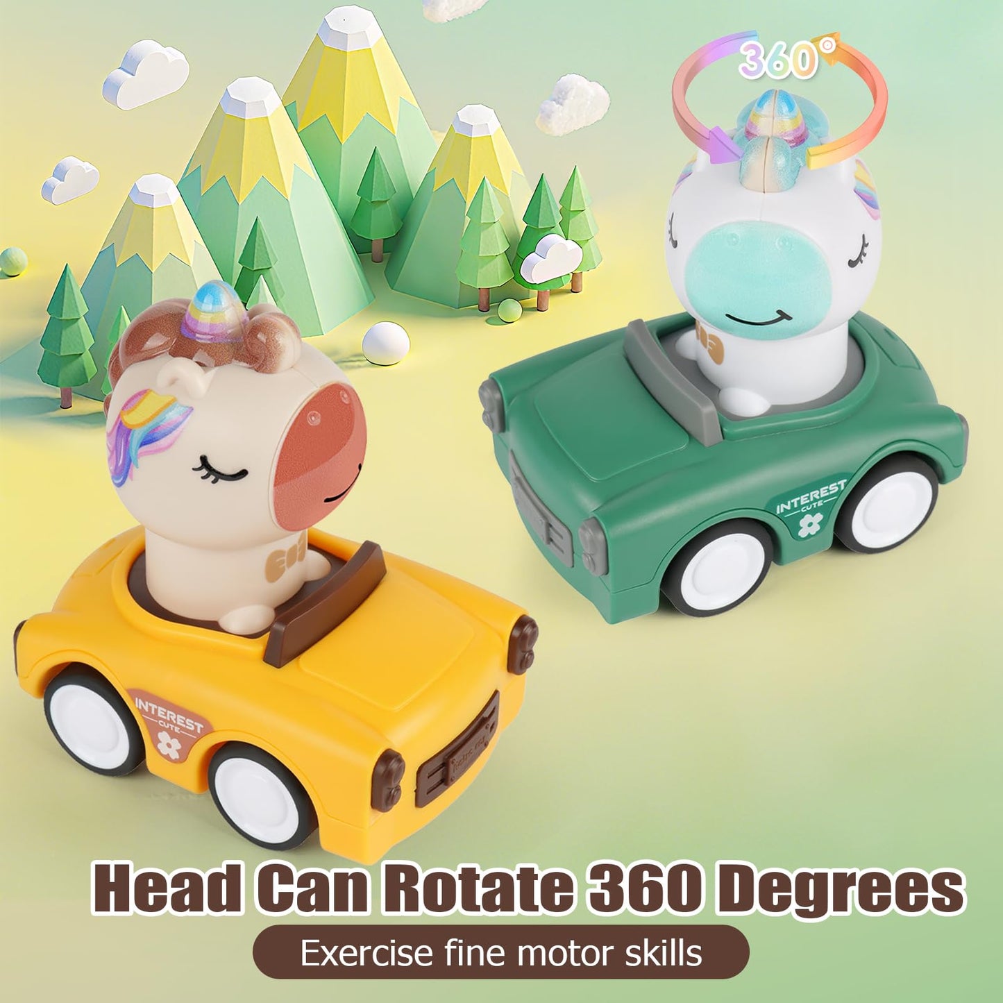 IOMDRWU Press to Go Animal Cars for Toddlers 1-3 – Friction-Powered Push Cars