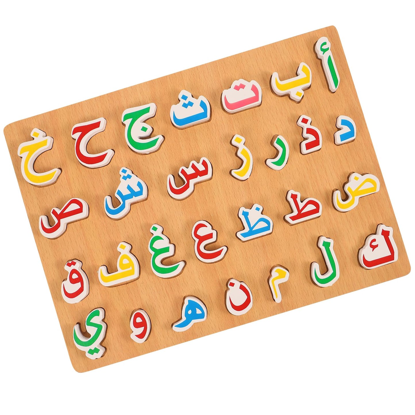 Ipetboom Wooden Arabic Alphabet Puzzle Board – Montessori Letters, Numbers & Words for Toddlers