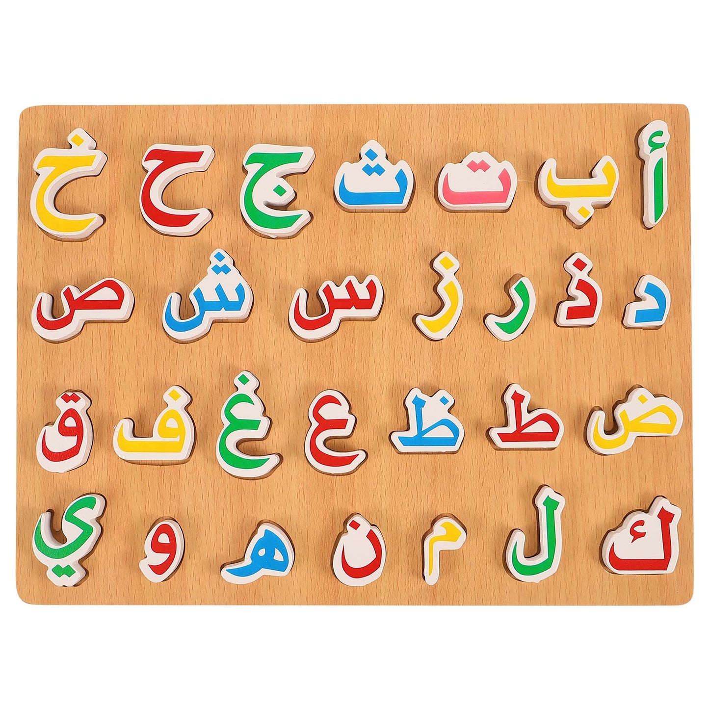 Ipetboom Wooden Arabic Alphabet Puzzle Board – Montessori Letters, Numbers & Words for Toddlers