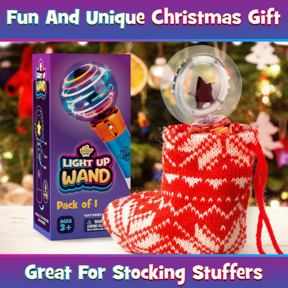 IPIDIPI TOYS Spinning Light Up LED Magic Wand – Pair, 7.5 Inches, Gift Box & Party Favors