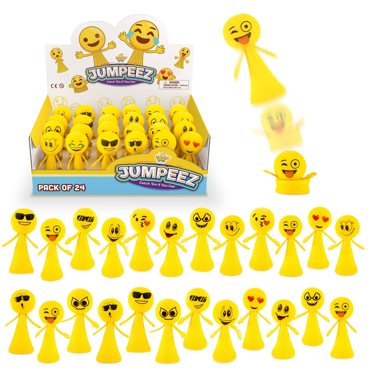 IPIDIPI TOYS Jumpeez Emoji Rocket Poppers – 24-Pack Jumping Popper Toys for Kids