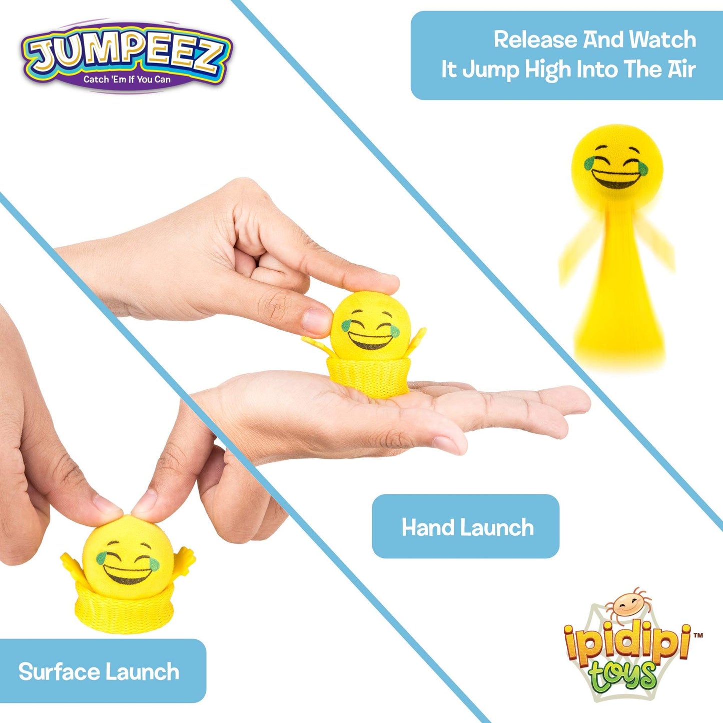 IPIDIPI TOYS Jumpeez Emoji Rocket Poppers – 24-Pack Jumping Popper Toys for Kids