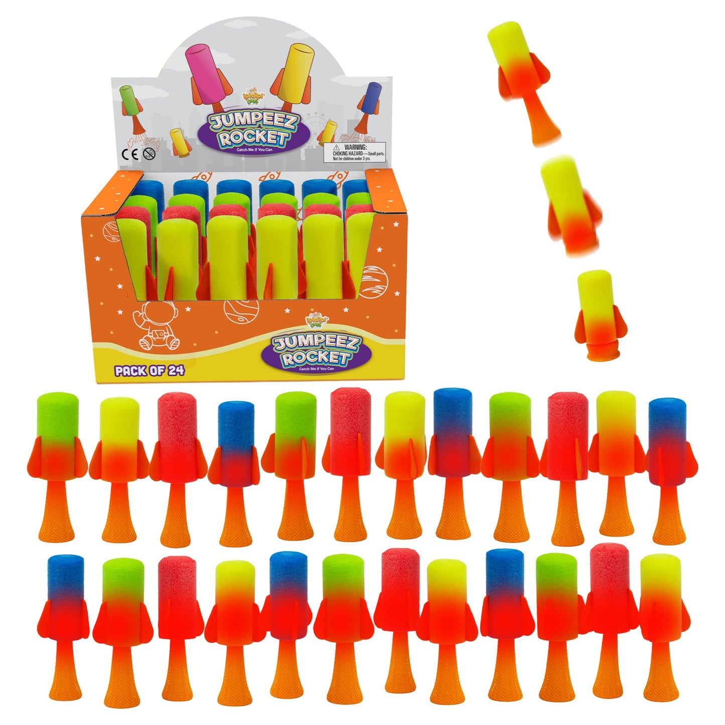 IPIDIPI TOYS Jumpeez LED Jumping Rocket Poppers – 24-Pack Light Up Launchers
