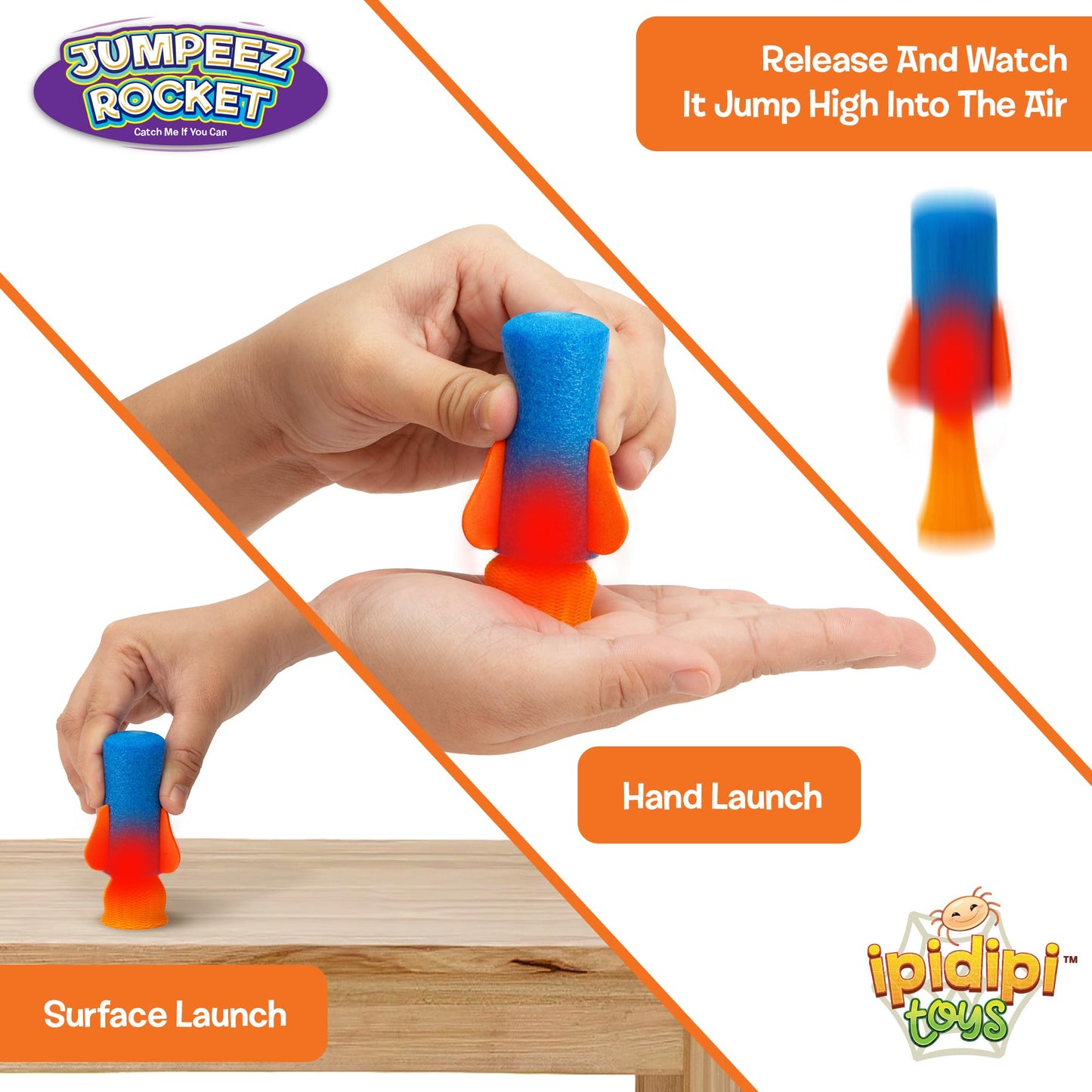 IPIDIPI TOYS Jumpeez LED Jumping Rocket Poppers – 24-Pack Light Up Launchers