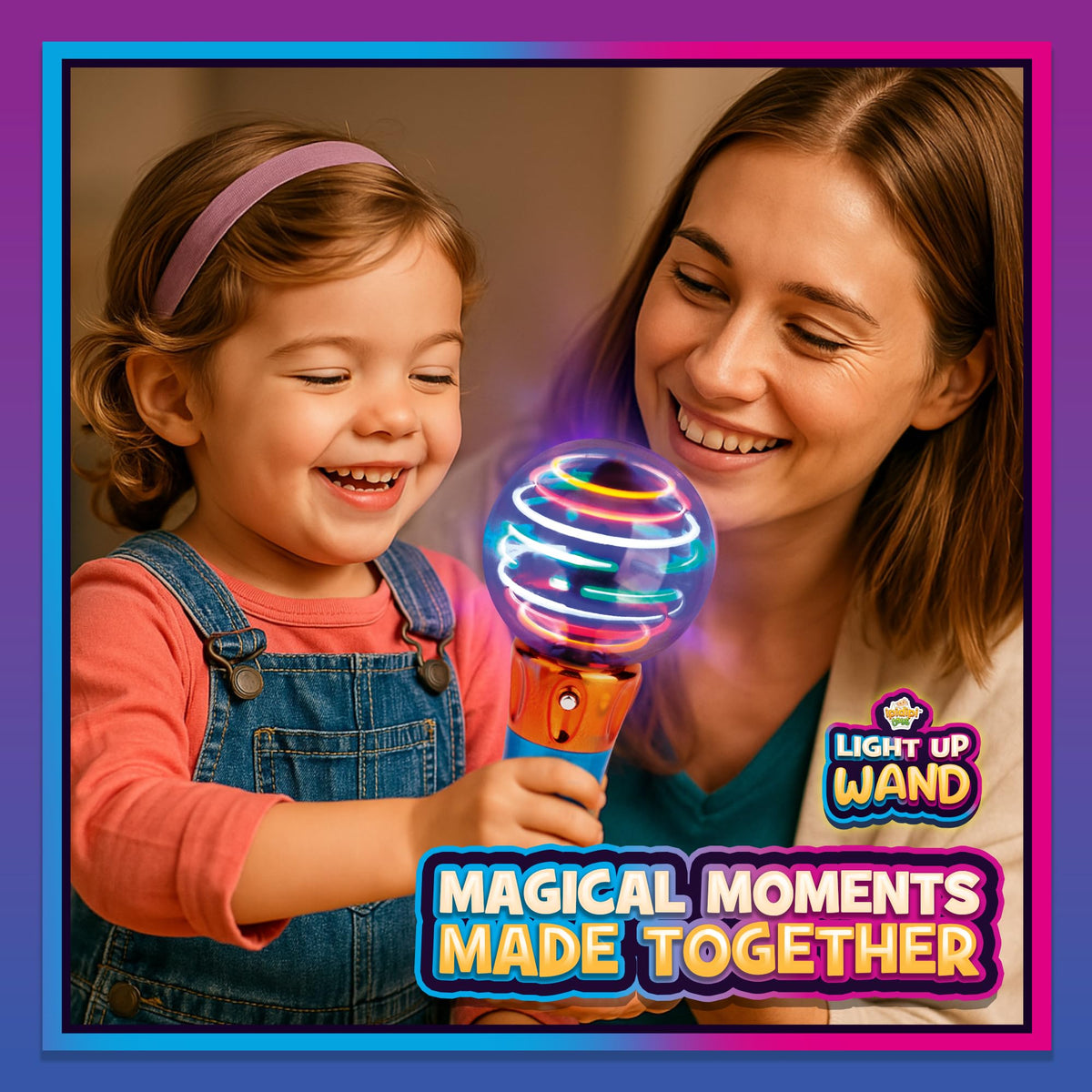 IPIDIPI TOYS Spinning Light Up LED Magic Wand – Pair, 7.5 Inches, Gift Box & Party Favors