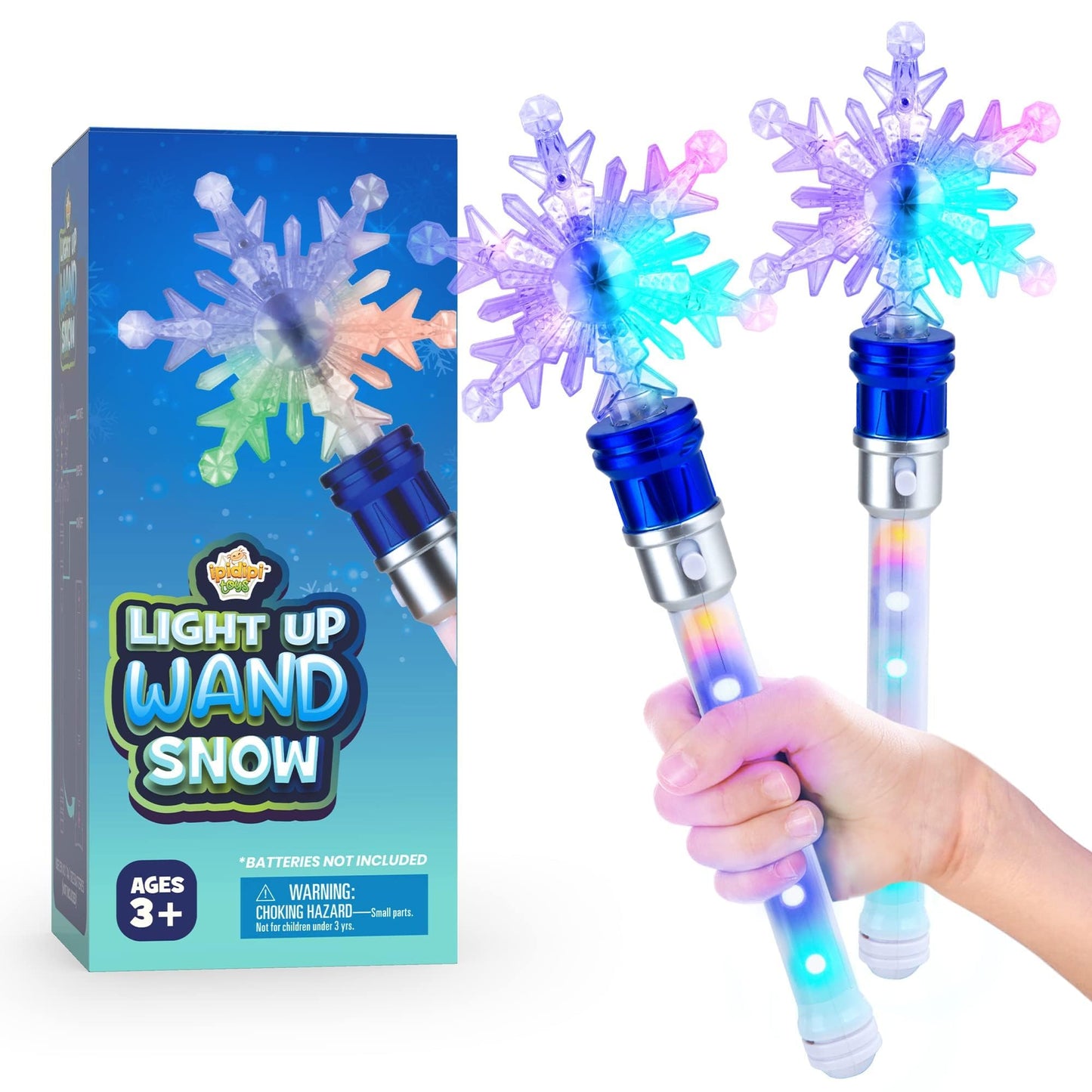 IPIDIPI TOYS Snowflake Wand – Light Up Magic Wand for Kids, Pack of 2, Gift-Ready