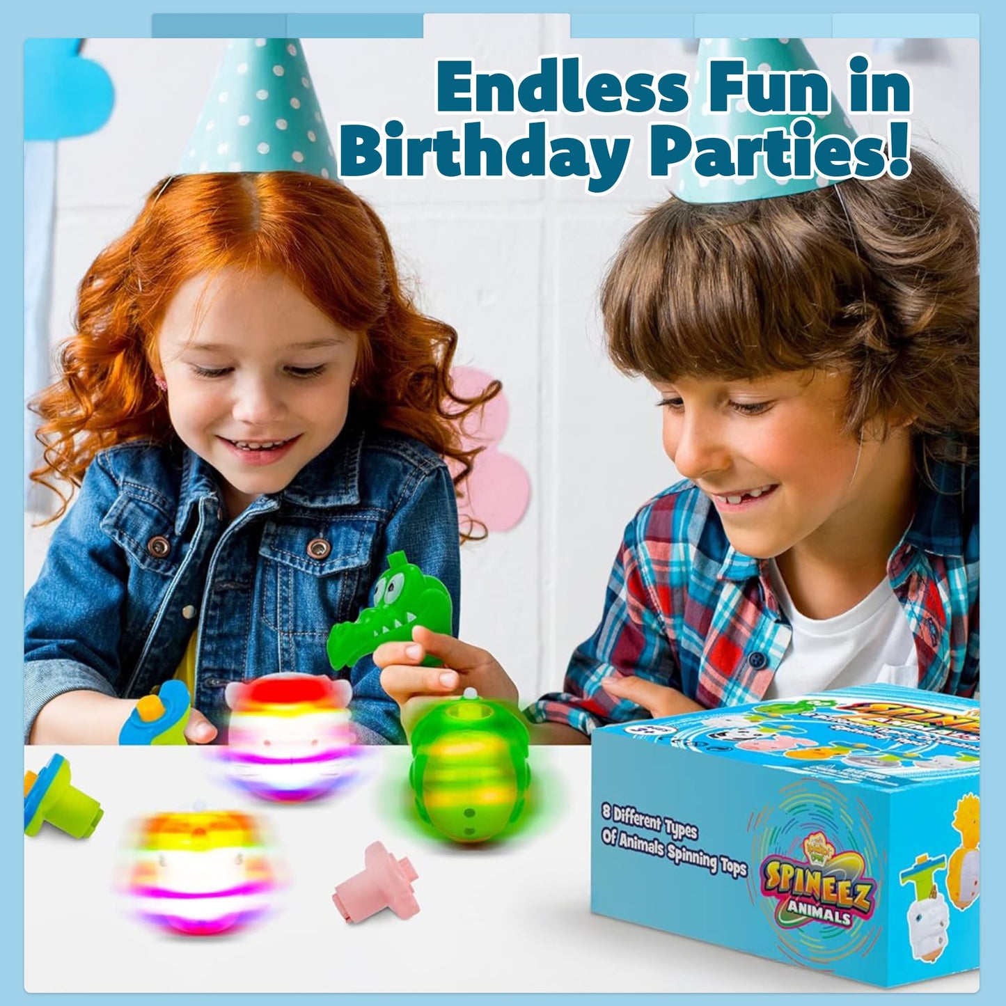 IPIDIPI TOYS Spineez Animal Light Up Spinning Tops – 8 LED Spinners