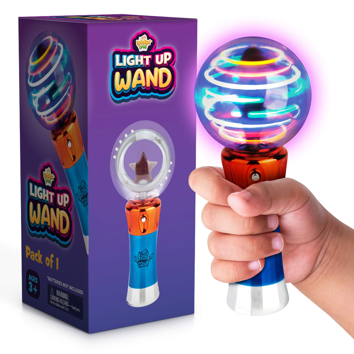 IPIDIPI TOYS Spinning Light Up LED Magic Wand – Pair, 7.5 Inches, Gift Box & Party Favors