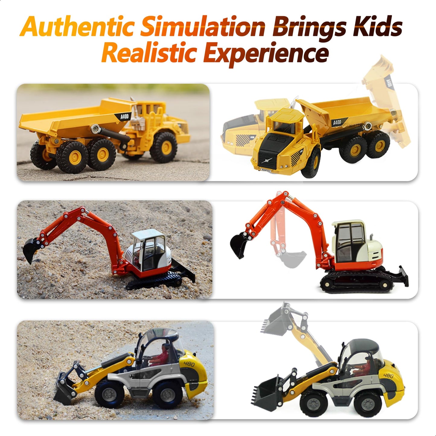 iPlay & iLearn Heavy Duty Construction Playset: Diecast Trucks, Excavator, Backhoe & Bulldozer for 3-6 Year Olds