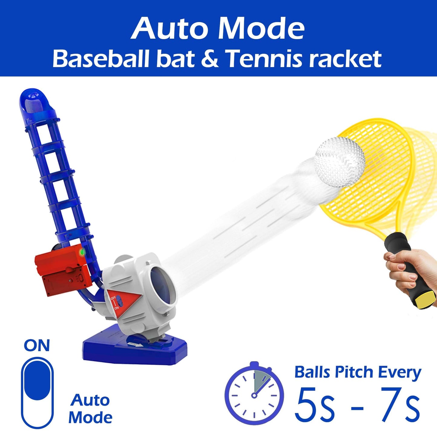 iPlay & iLearn 2-in-1 Kids Pitching Machine – RC Baseball & Tennis Pitcher for Outdoor Play