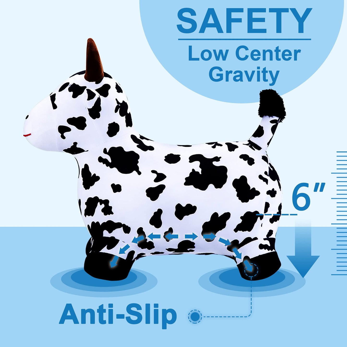 iPlay Bouncy Pals Cow Hopper – Plush Inflatable Ride-On Toy for Toddlers