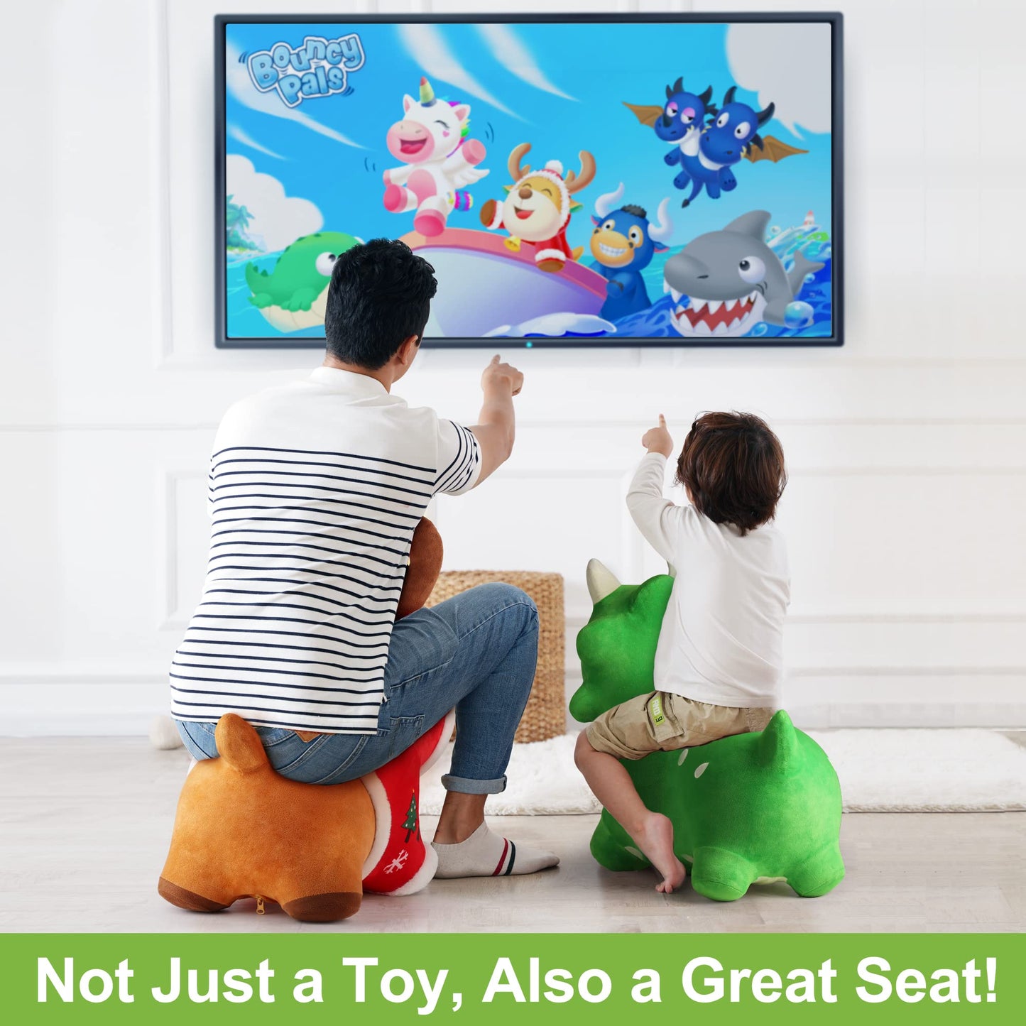 iPlay iLearn Bouncy Pals Dinosaur Hopper — Triceratops Ride-on Toy for Toddlers