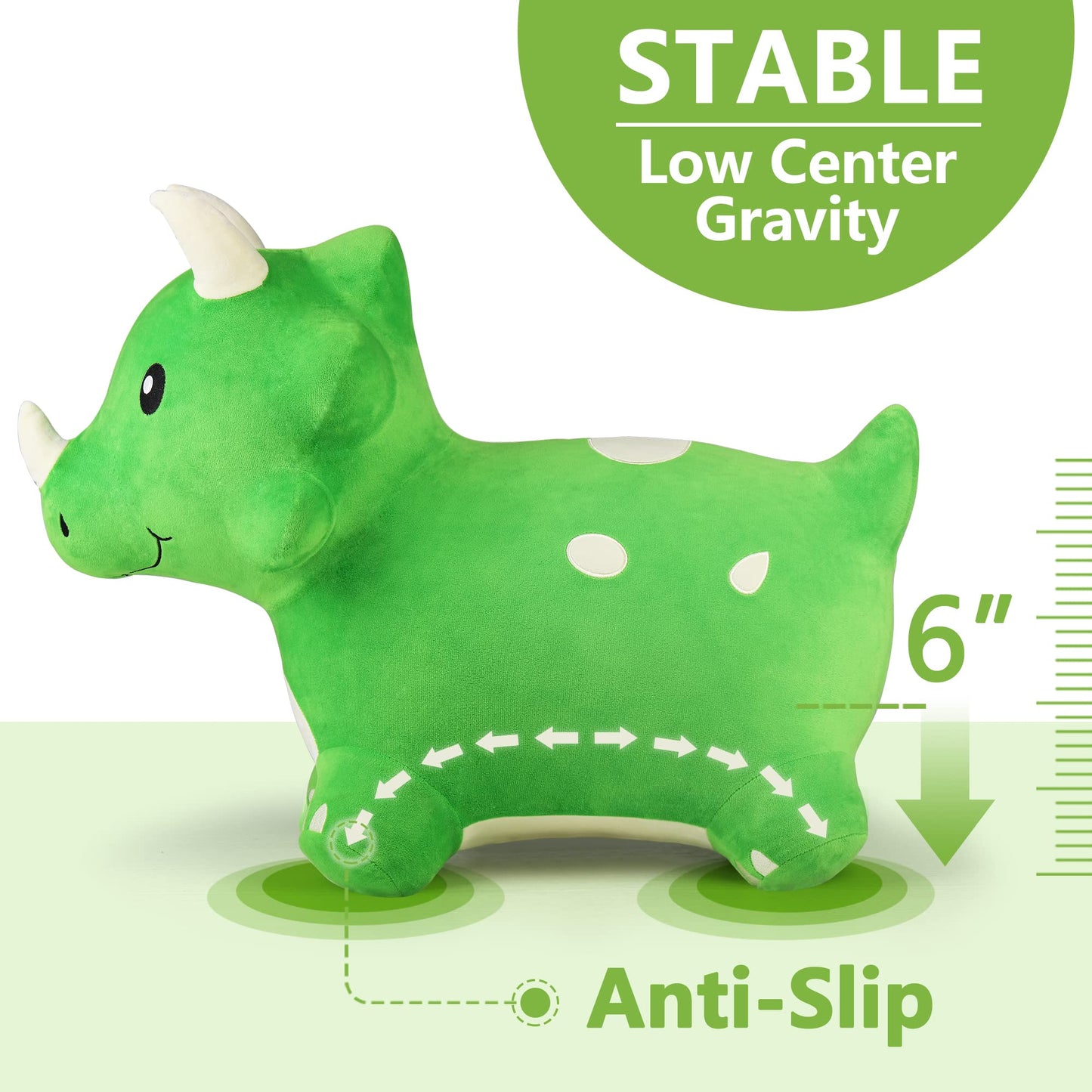 iPlay iLearn Bouncy Pals Dinosaur Hopper — Triceratops Ride-on Toy for Toddlers
