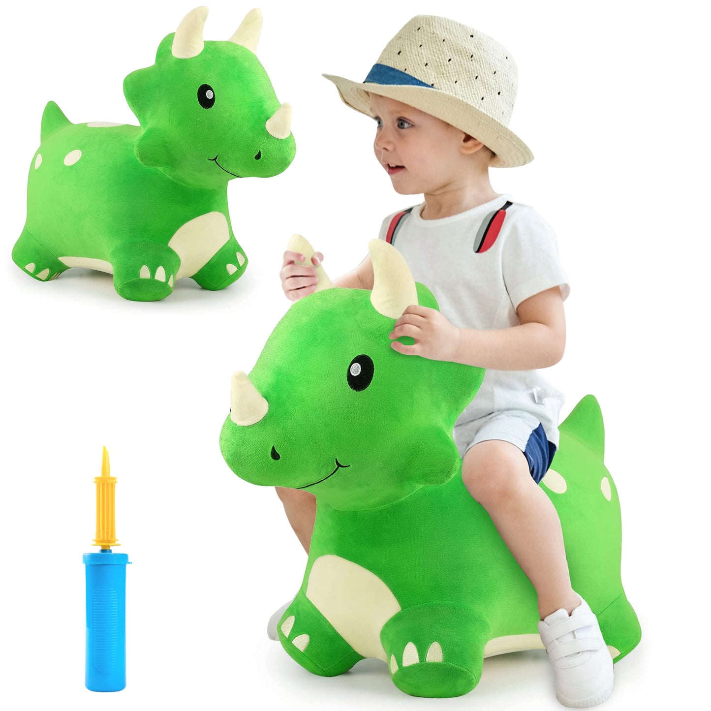 iPlay iLearn Bouncy Pals Dinosaur Hopper — Triceratops Ride-on Toy for Toddlers