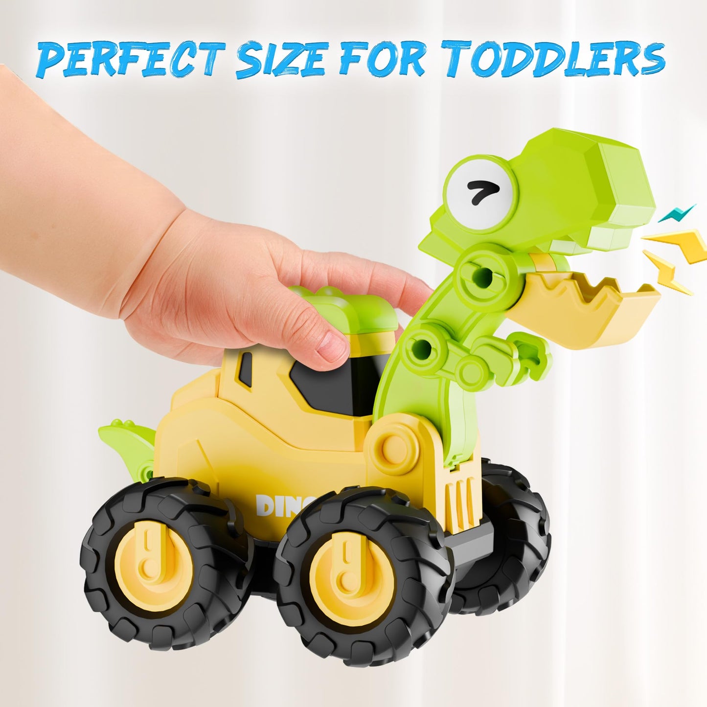 iPlay, iLearn Dinosaur Truck Toys for Toddlers – Press-Go Friction Cars, Dino-Construction Playset (18m+)