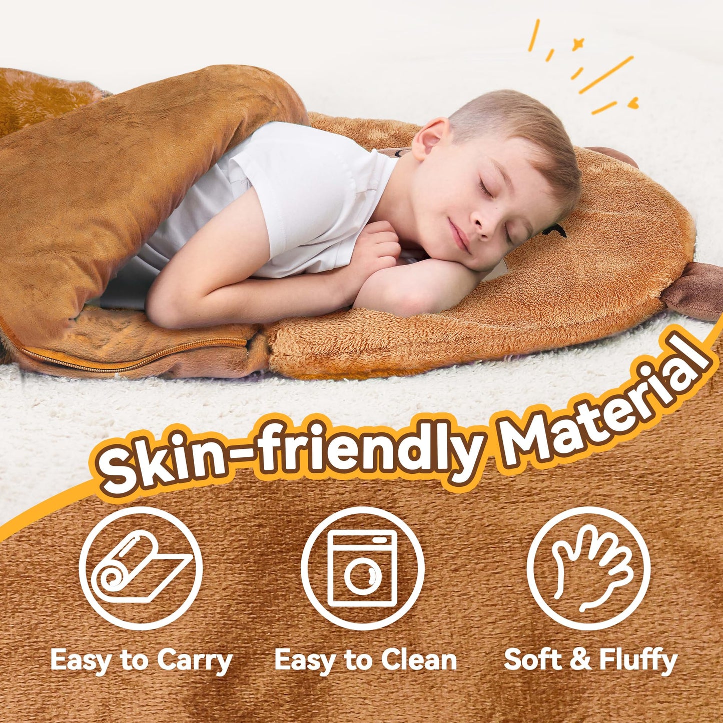 iPlay iLearn Capybara Slumber Bag – Plush 2-in-1 Nap Mat for Kids (Ages 3-12)